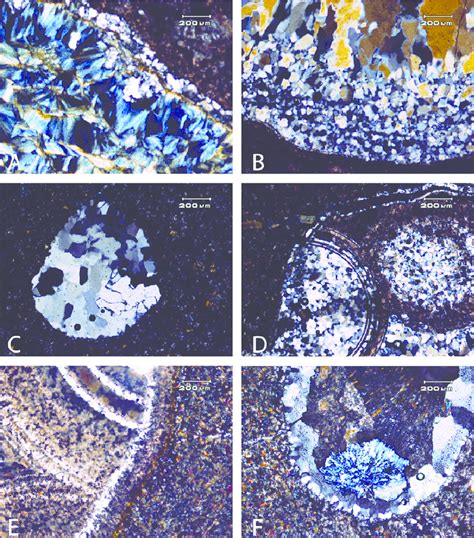 Thin-section photomicrographs of amygdule fill; all images are under ...