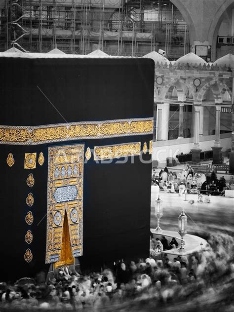 Close-up of the Kaaba in Mecca, Saudi Arabia, the beauty of the Kaaba, religious tourism in ...