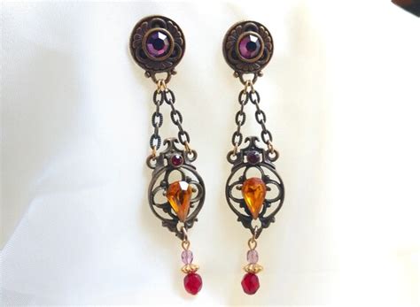 Robert Rose Dangle Earrings Gem