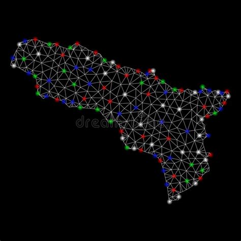 Abkhazia Illuminated Map With Glowing Dots Dark Blue Space Background