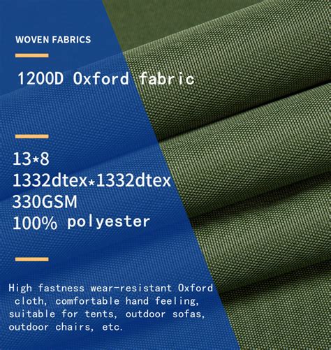 1200D Oxford Cloth 330GSM Outdoor Waterproof Polyester Fabric For