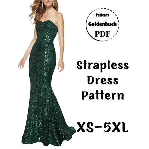 Strapless Mermaid Dress Pdf Sewing Pattern Fishtail Pr Goldenbuch Pdf