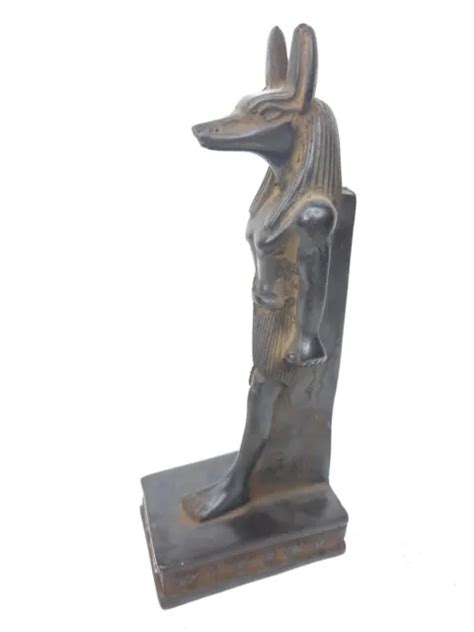 9and Egyptian Anubis Jackal Bust On Plinth Statue Sculpture Antique