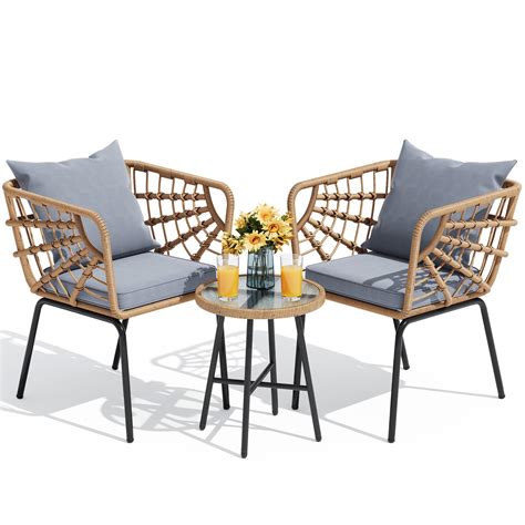 Yitahome Wicker Piece Outdoor Bistro Set All Weather Patio