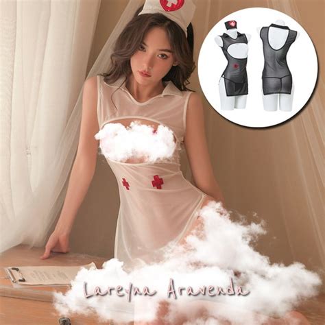 Jual Lareyna Aravenda Set Lingerie Fantasy Kostum Suster Transparant Open Cup LG Di Lapak