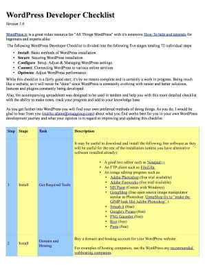 Fillable Online WordPress Developer Checklist Fax Email Print PdfFiller