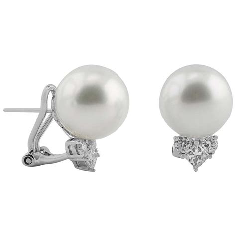 South Sea Pearl Earrings with Hand Carved Caps at 1stDibs