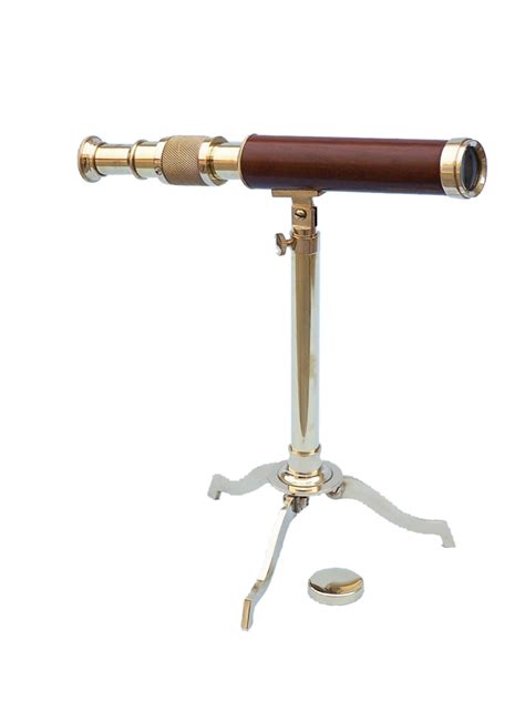 Buy Solid Brass Telescope on Stand 17in - Wood - Nautical Decor