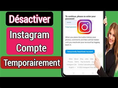 Comment D Sactiver Temporairement Un Compte Instagram Nouvelle Mise