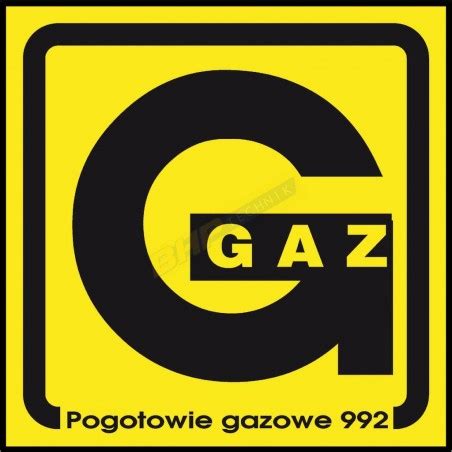 Znak uzupełniający gaz Gaz naklejka pogotowie gazowe GAZ