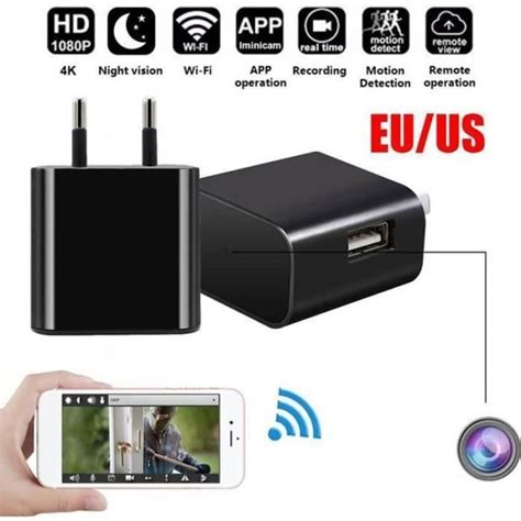 Mini Wifi K Cam Ra Espion Cach E Chargeur Murale Sans Fil Usb Vision