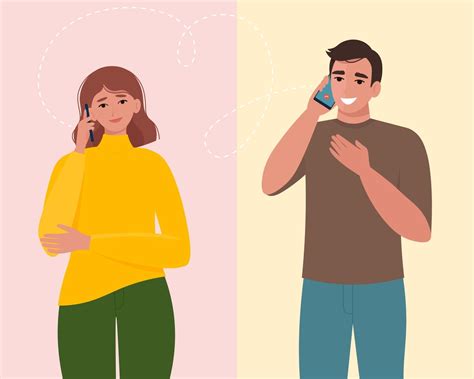 Man And Woman Talking On The Phone Communication And Conversation With