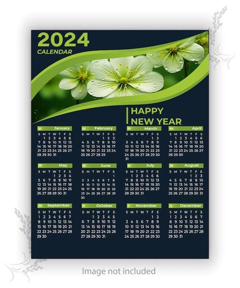 Modello Di Calendario A Parete Vettoriale Per Il Nuovo Anno 2024