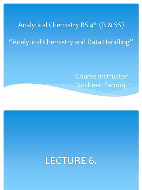 Analytical Chemistry Bs 4 R And Ss Analytical Chemistry And Data