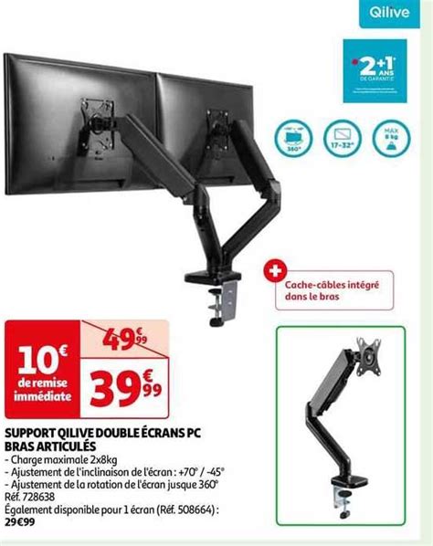 Promo Support Qilive Double Crans Pc Bras Articul S Chez Auchan