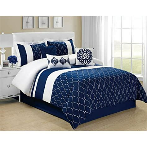 7 Piece MALIBU wave embroidery Clearance bedding Comforter Set Fade Resistant, Wrinkle Free, No ...