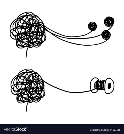Tangled And Untangled Brain Metaphor Royalty Free Vector