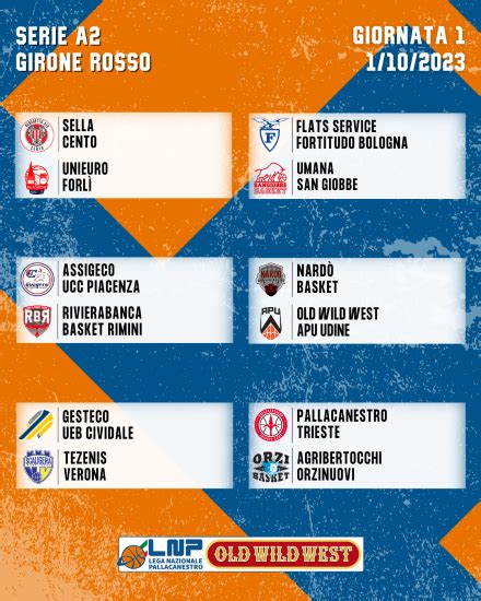 Serie A2 Old Wild West 2023 24 Il Programma Della 1 Giornata Nei