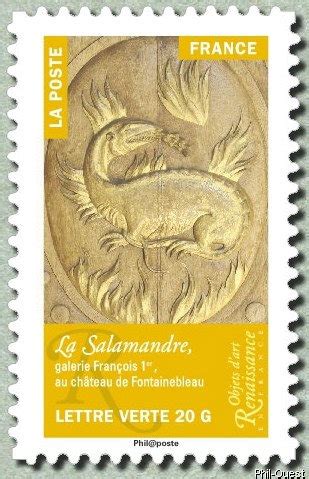 Zoom sur le timbre La Salamandre galerie François 1er au château de