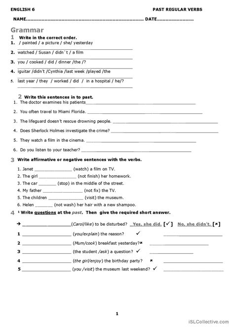 Regular Verbs Past Test General Gram English Esl Worksheets Pdf And Doc