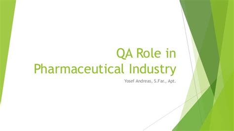 Qa Role In Pharmaceutical Industry