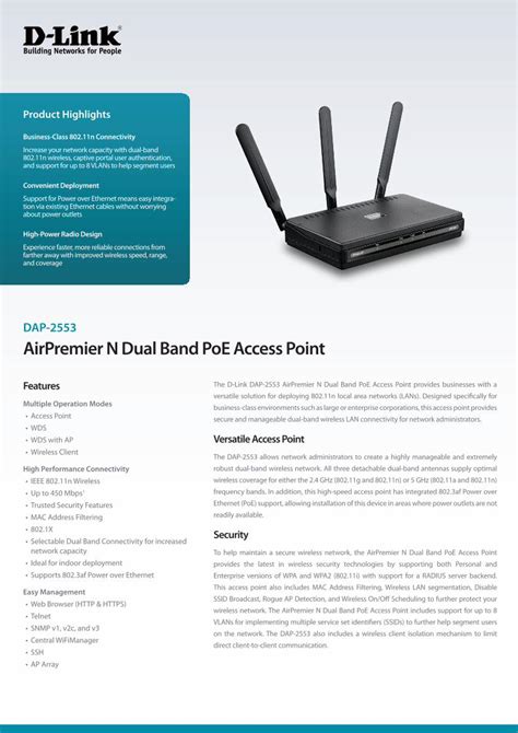 PDF AirPremier N Dual Band PoE Access Point D Link Technical