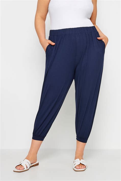 YOURS Curve Navy Blue Plus Size Navy Cropped Jersey Joggers Yours