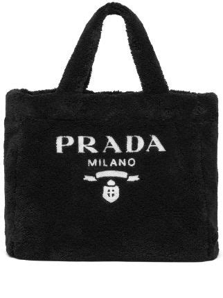 Prada Logo Print Terry Cloth Tote Bag Farfetch