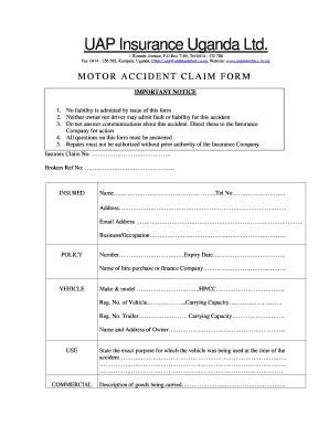 Fillable Online Uap Co Motor Accident Claim Form Doc Uap Co Fax Email