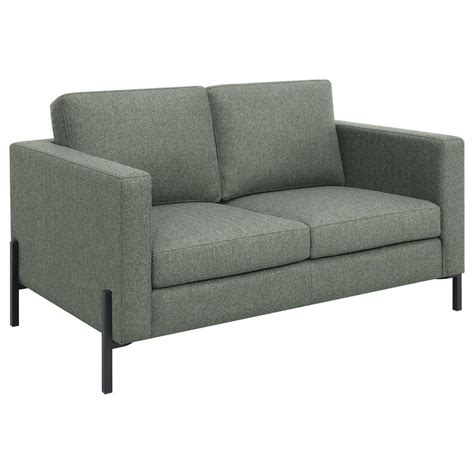 BenJara Zoya 58 Inch Loveseat Track Arms Sage Green Fabric