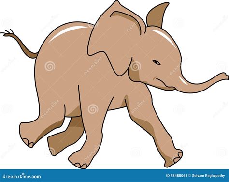 Running Baby Elephant Continuous One Line Drawing Vector Illustration