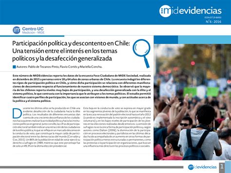 PDF Participación política y descontento en Chile Una tensión entre