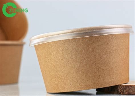 Custom Disposable Biodegradable Kraft Paper Noodle Rice Bowl With PLA