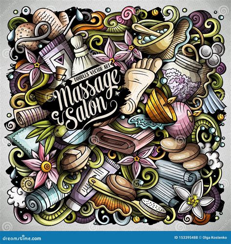 Massage Hand Drawn Vector Doodles Illustration Spa Salon Poster Design