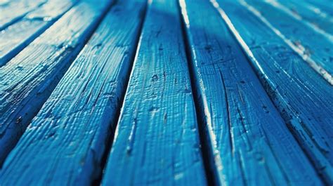 Tablas De Madera Pintadas De Azul Vibrante Con Textura Brillante Foto