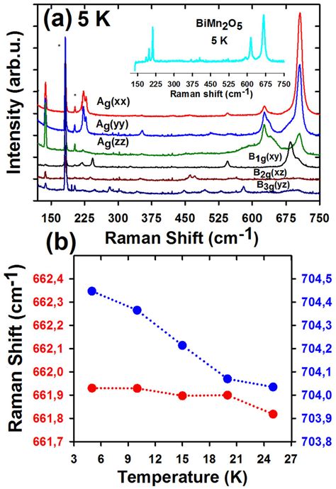 A Polarized Raman Spectra Of Tbmn2o5 At 5 K The Inset Shows The