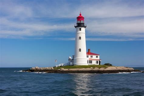 Guiding The Maritime Seas Lighthouse Beacon Premium Ai Generated Image