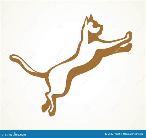 Jumping Cat Vector Drawing Icon Stock Vector Illustration Of Icon