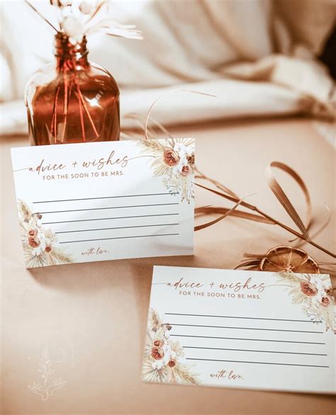 Advice And Wishes Card Pampas Grass Bridal Shower Advice Etsy