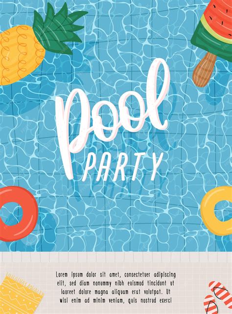 Premium Vector Summer Pool Party Poster Or Flyer Template With