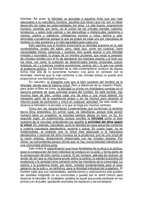 Tema De Arist Teles Virtud Y Felicidad Toma De Apuntes Filosof A