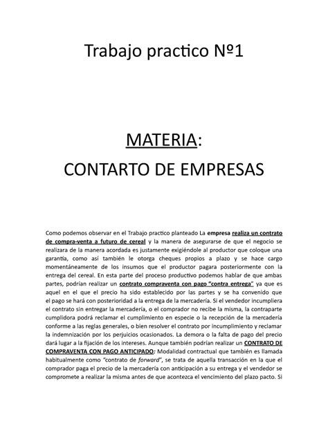 Tp 1 Contrato De Empresa Contrato De Las Empresas Siglo 21 Studocu