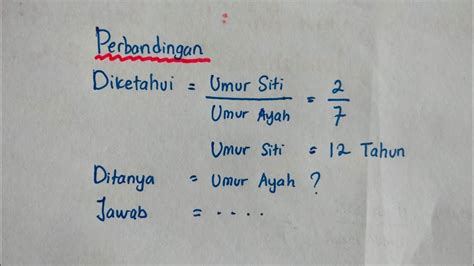 Cara Menghitung Soal Perbandingan Umur Matematika Kelas 5 Sd Youtube