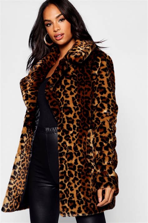 Tall Faux Fur Leopard Print Coat Leopard Print Faux Fur Coat Leopard