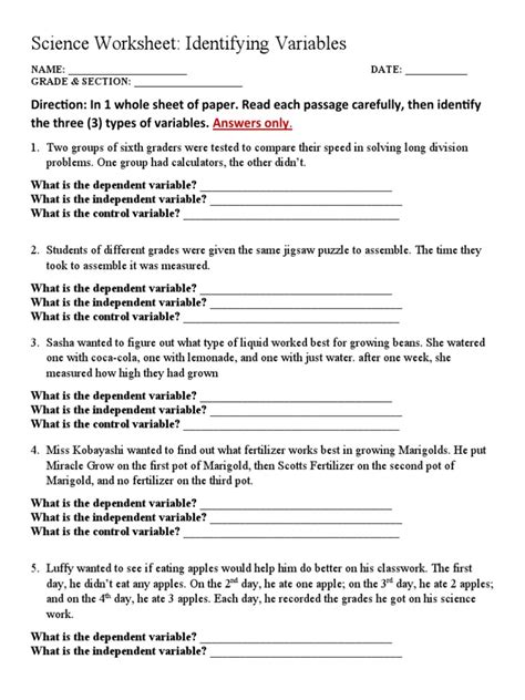 Science Worksheet Identifying Variables Pdf Worksheets Library