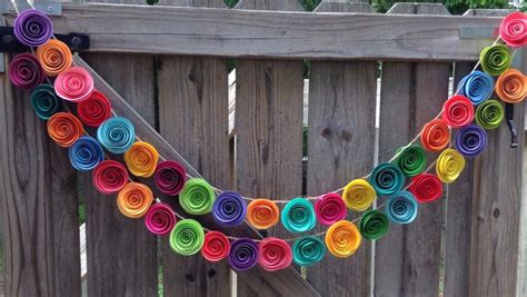 Paper Flower Garland. Colorful paper flower garland, neon paper flower ...