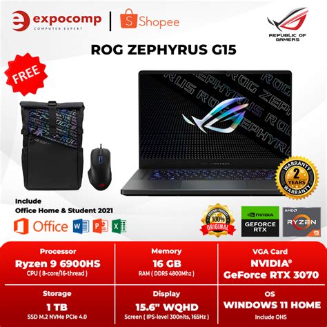 Jual ASUS ROG ZEPHYRUS G15 GA503RW R97RG7G O GREY AMD R9 6900 Shopee