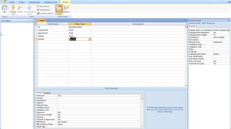 04 Creating Table Using Design View In Microsoft Access Youtube