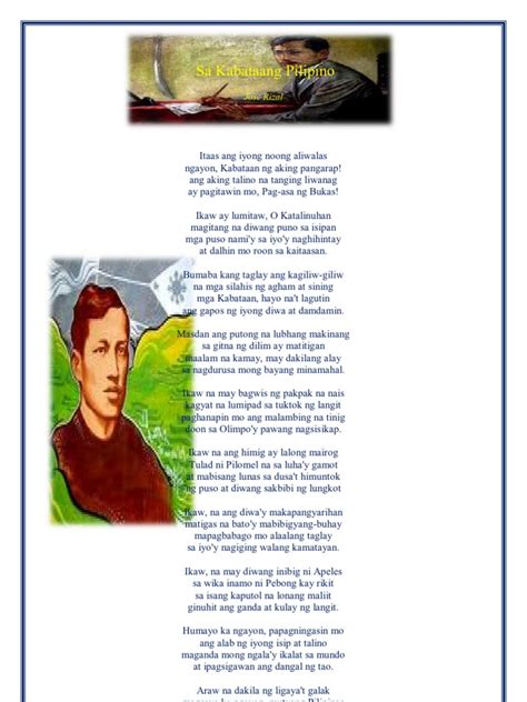 Halimbawa Ng Tula Para Kay Jose Rizal Ayon Panloob