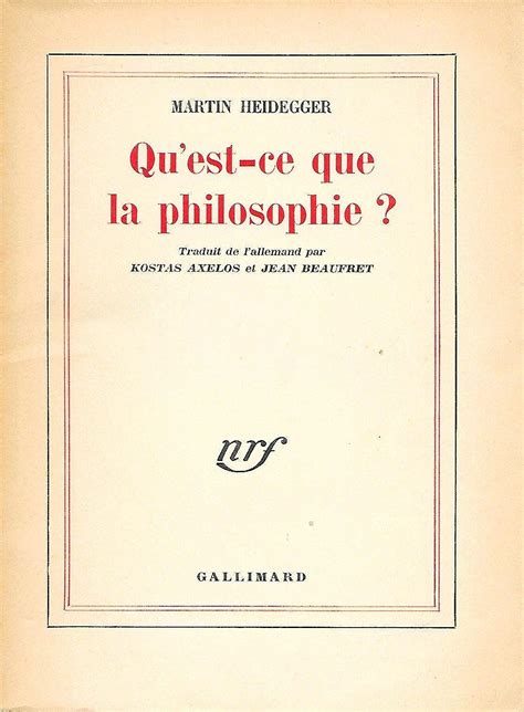 Amazon Fr Qu Est Ce Que La Philosophie Heidegger Martin Livres